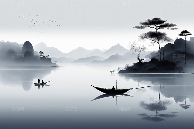水墨山水意境装饰画