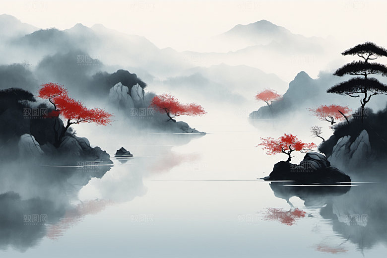 水墨山水意境装饰画