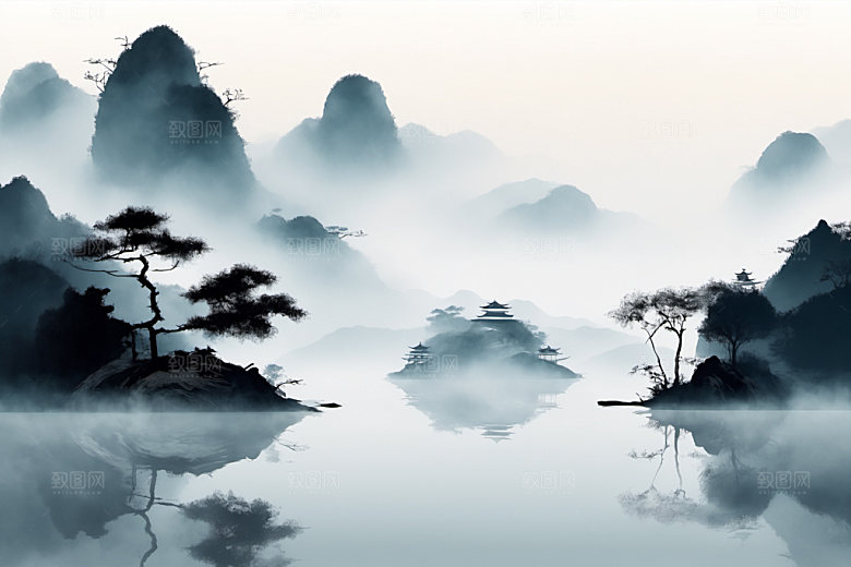 水墨高清山水装饰画