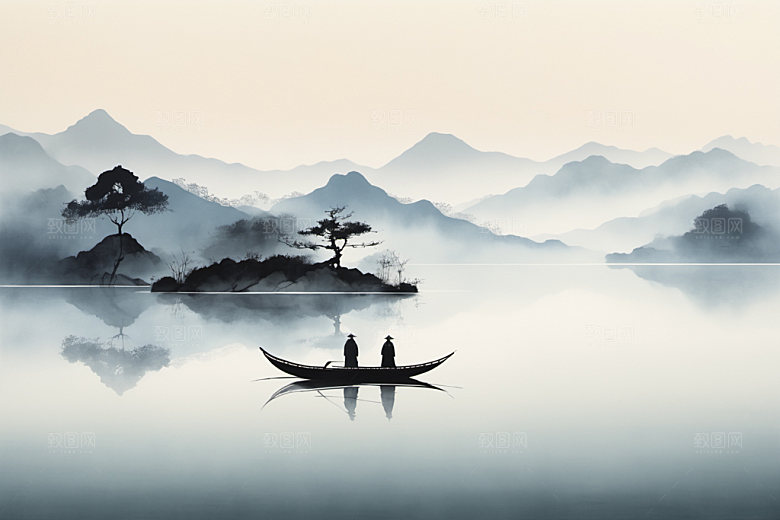 水墨山水国画装饰画