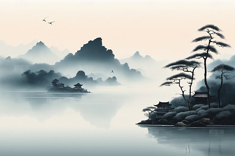 水墨山水高清装饰画