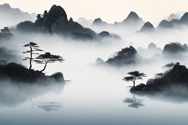水墨山水中国风装饰画