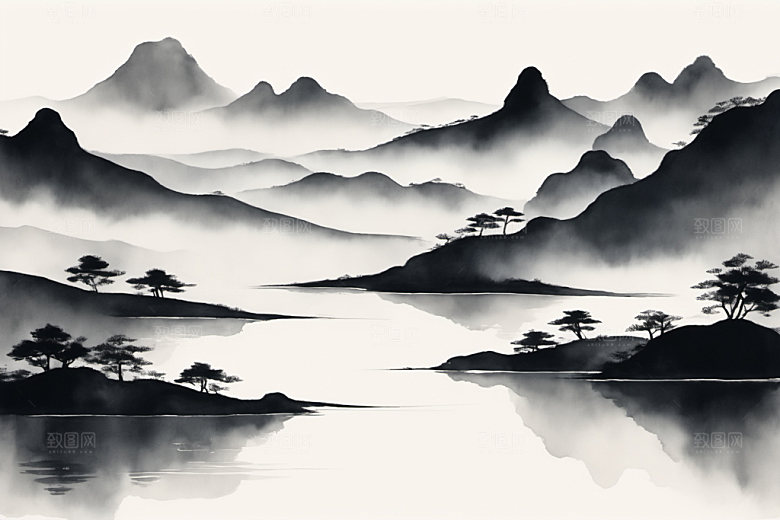 水墨唯美意境装饰画