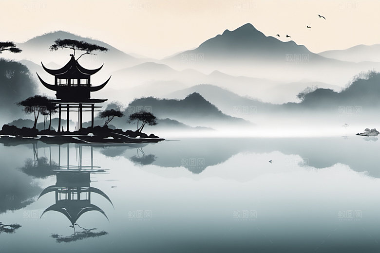水墨山水高清装饰画