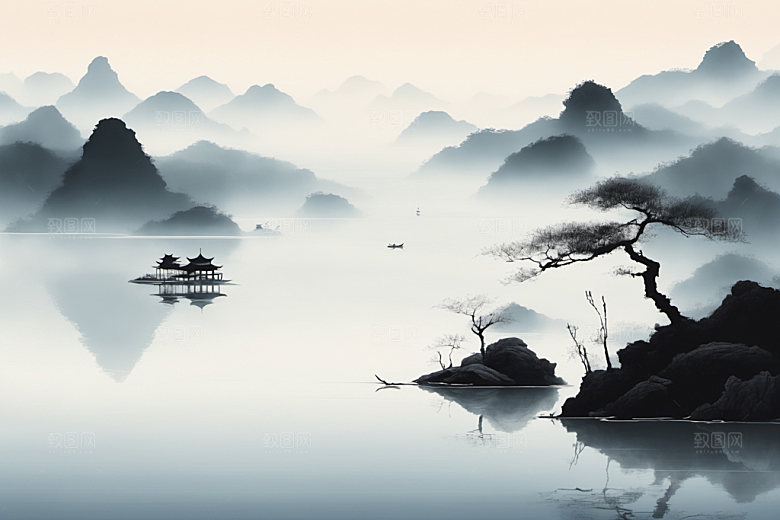 水墨中国风唯美装饰画