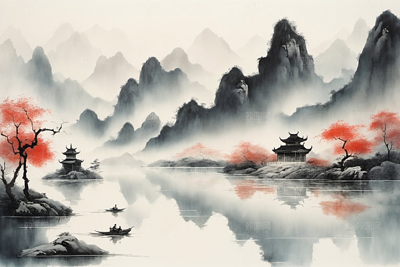 水墨细腻唯美装饰画