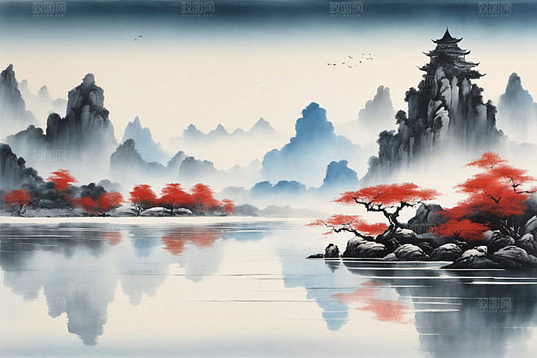 水墨山水中国风装饰画