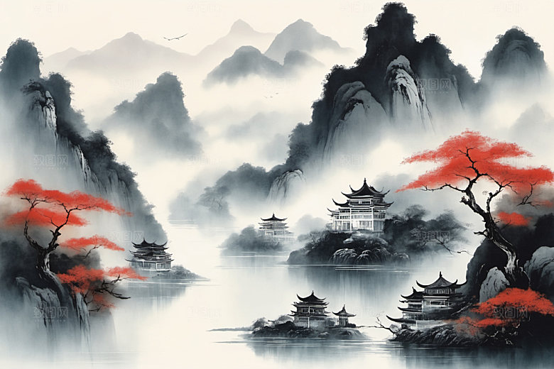 水墨细腻唯美装饰画