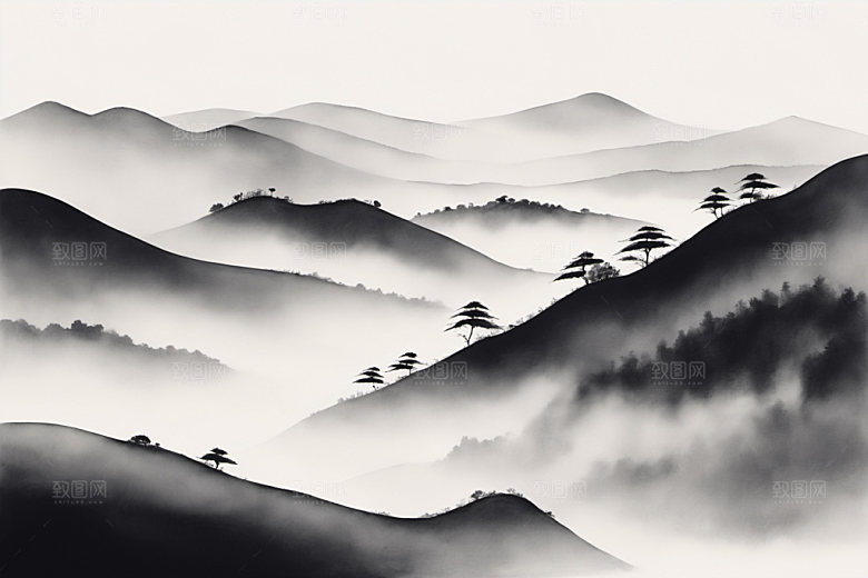 水墨山水国画装饰画