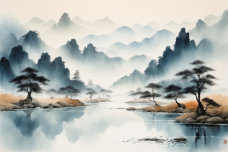 水墨写意唯美装饰画