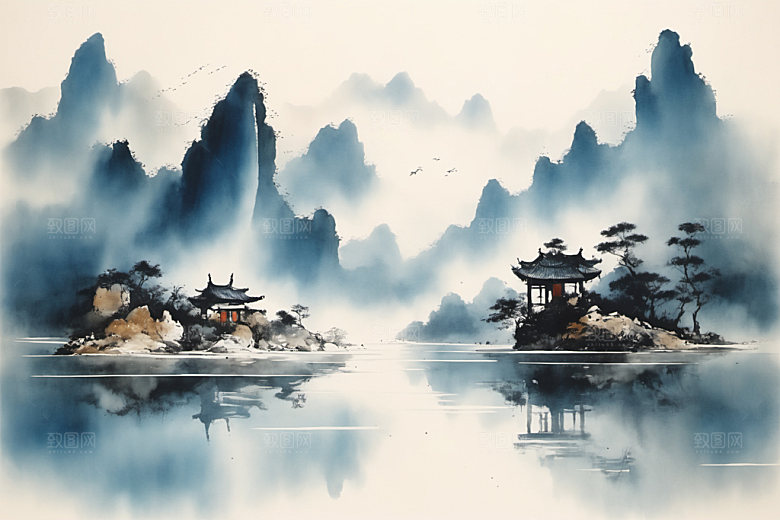 水墨唯美国画装饰画