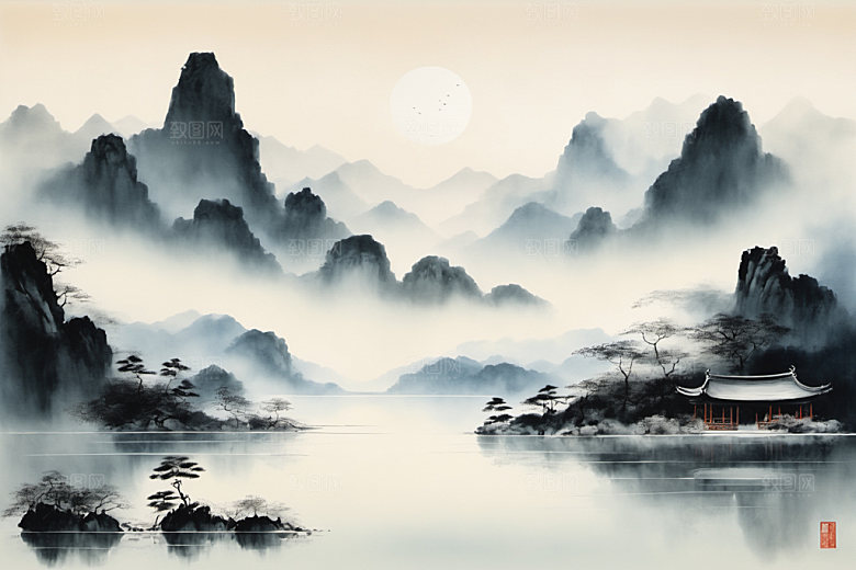 水墨唯美国画装饰画