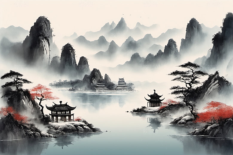 水墨中国风山水装饰画