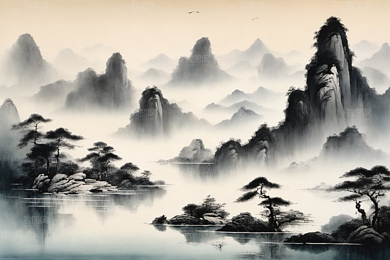 水墨细腻高清装饰画