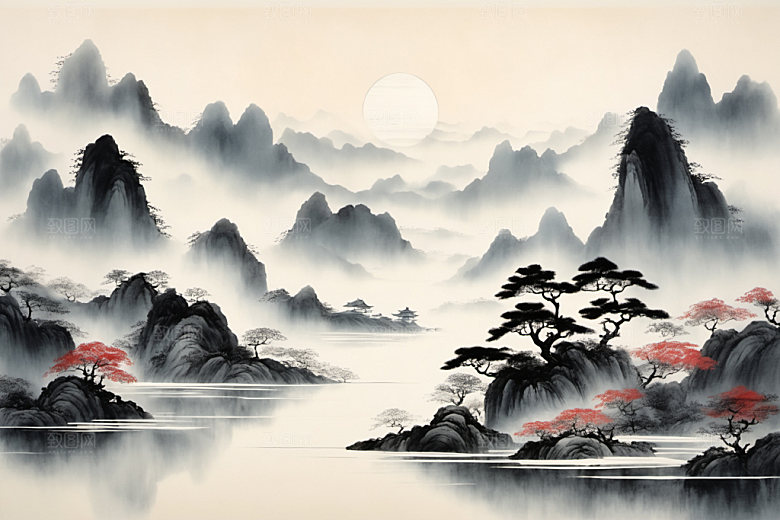 水墨唯美中国风装饰画