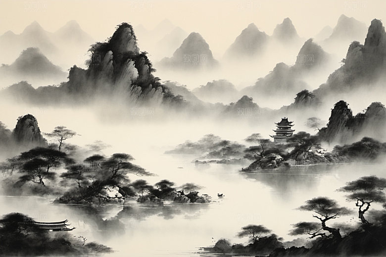 水墨高清山水装饰画