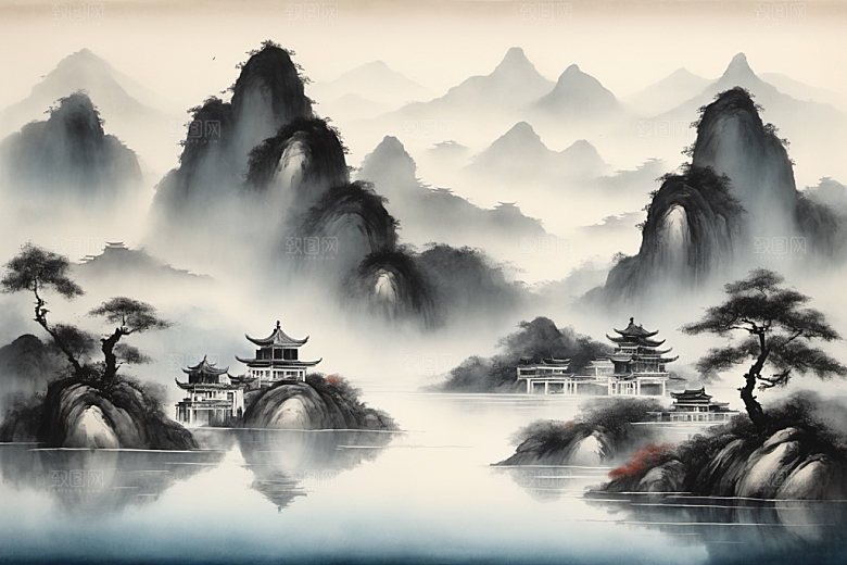 水墨山水中国风装饰画