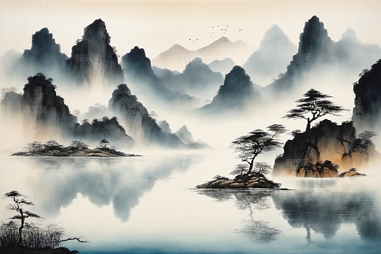 水墨中国风细腻装饰画
