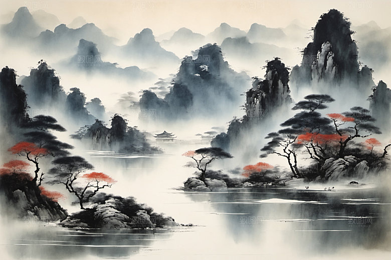 水墨写意唯美装饰画