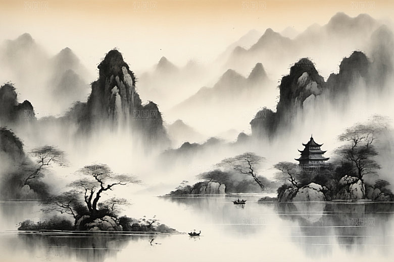 水墨国画细腻装饰画