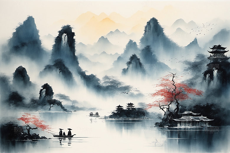 水墨细腻中国风装饰画