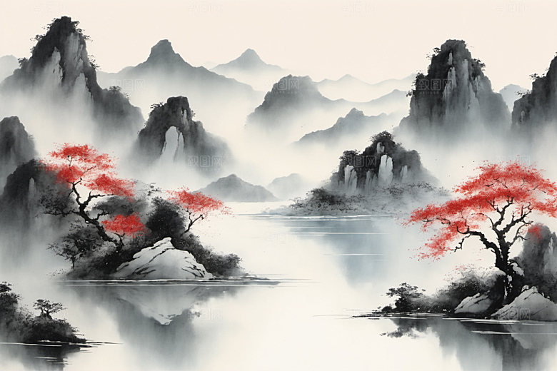 水墨中国风细腻装饰画