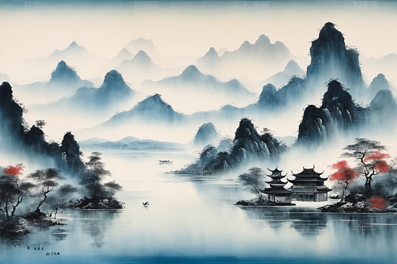 水墨细腻唯美装饰画