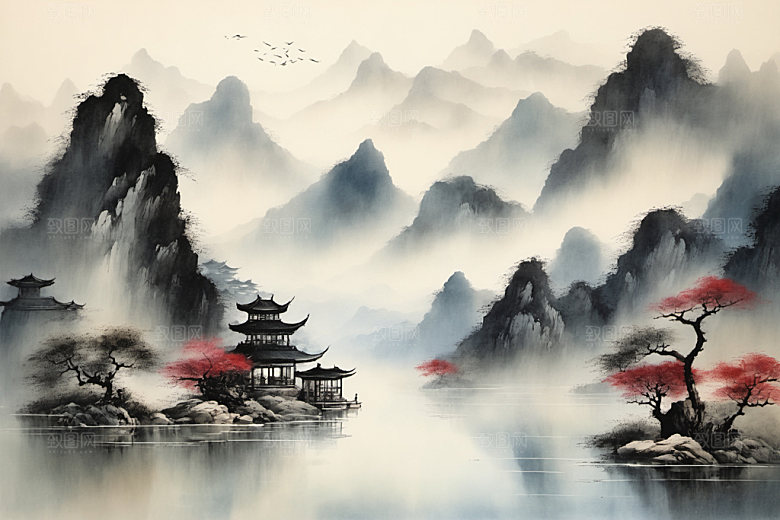 水墨唯美写意装饰画