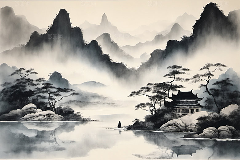 水墨唯美意境装饰画