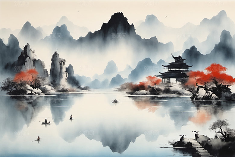 水墨高清山水装饰画
