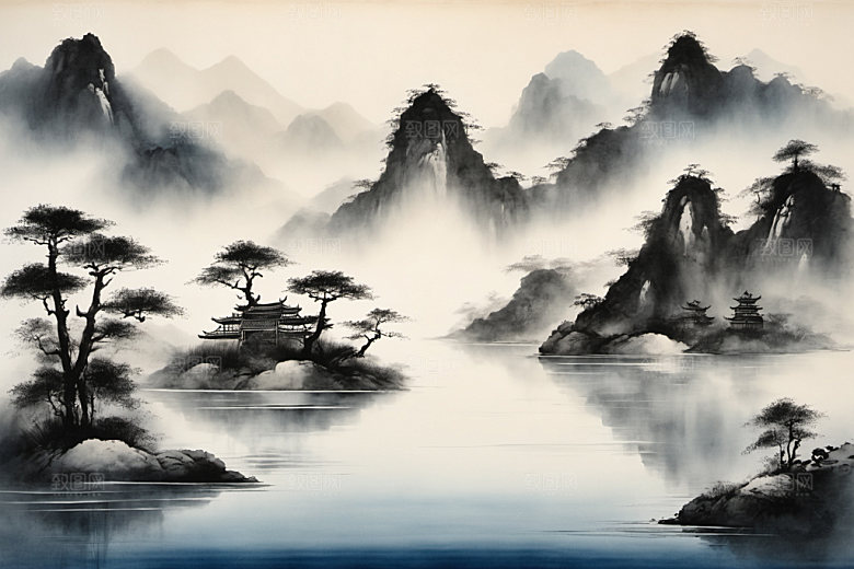 水墨细腻中国风装饰画