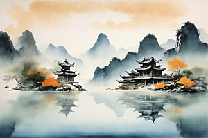 水墨中国风山水装饰画