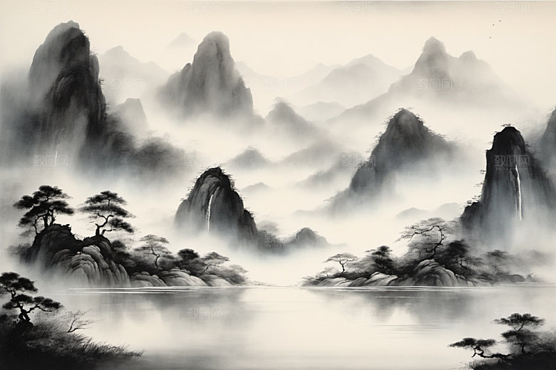 水墨唯美意境装饰画