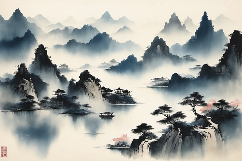 水墨山水意境装饰画