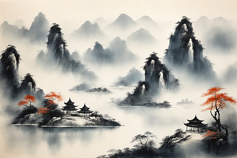 水墨国画唯美装饰画