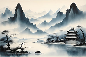 水墨细腻唯美装饰画