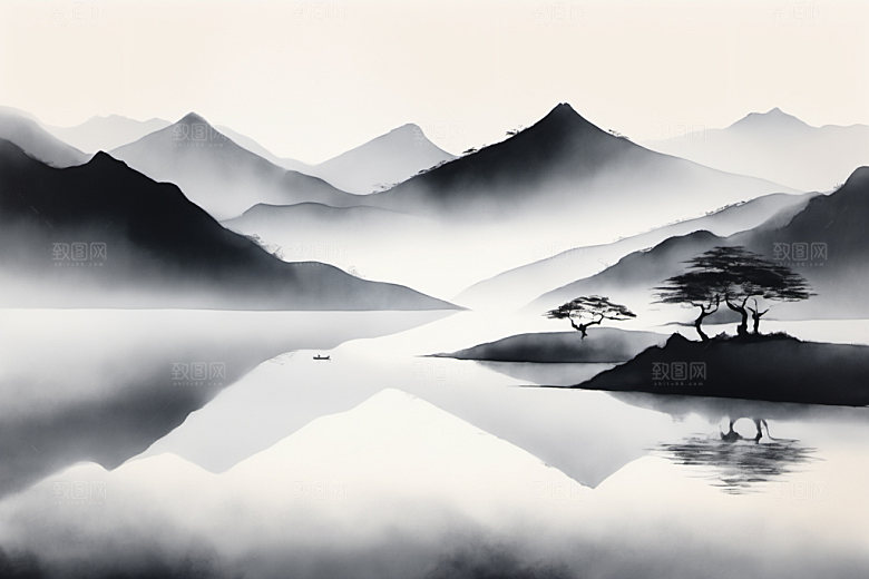 水墨高清山水装饰画