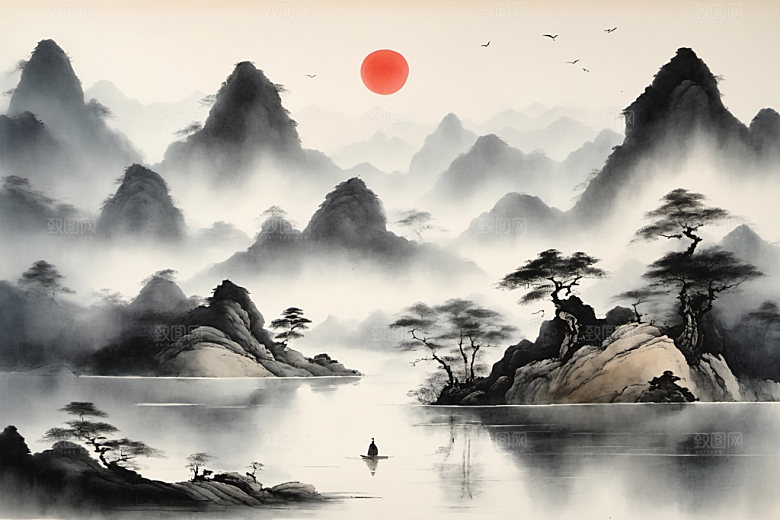 水墨国画细腻装饰画