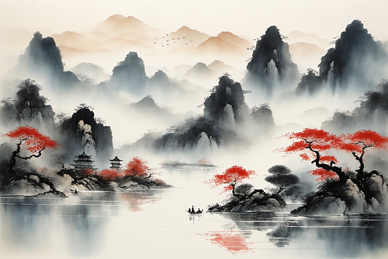 水墨唯美中国风装饰画