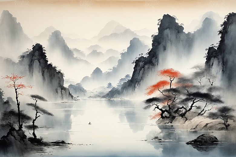 水墨写意唯美装饰画