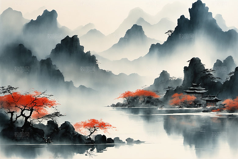 水墨高清山水装饰画