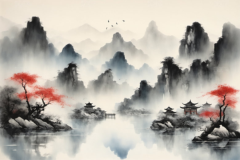 水墨国画山水装饰画