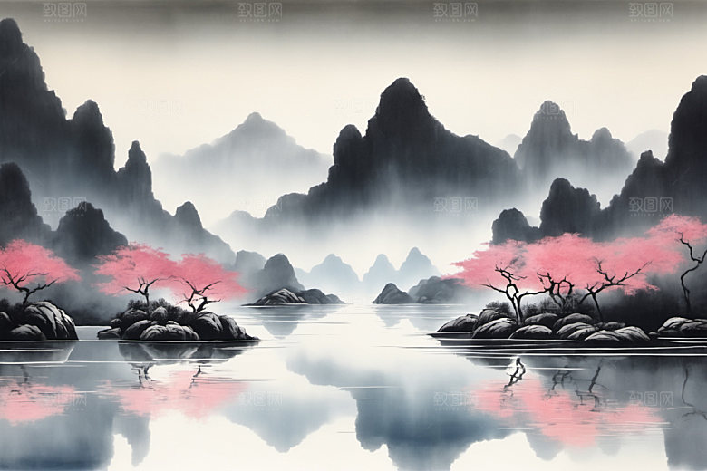 水墨山水高清装饰画