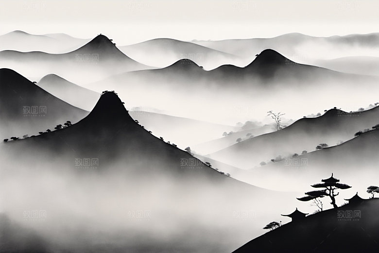 水墨中国风山水装饰画