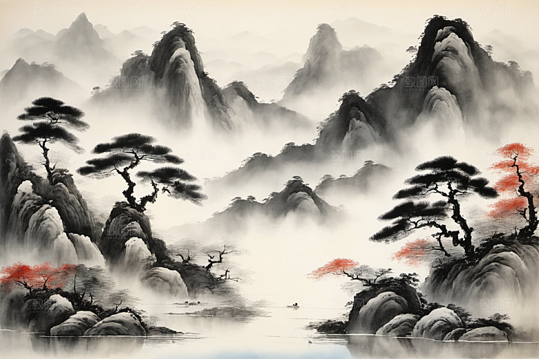 水墨细腻中国风装饰画