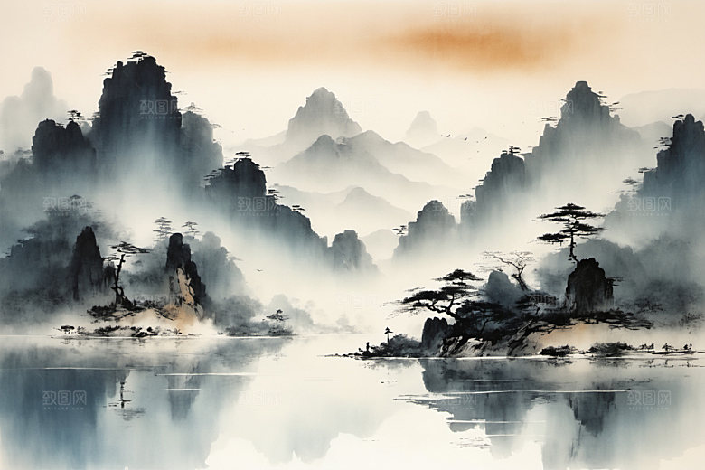 水墨唯美意境装饰画