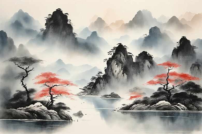 水墨写意唯美装饰画