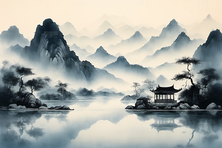 水墨国画唯美装饰画