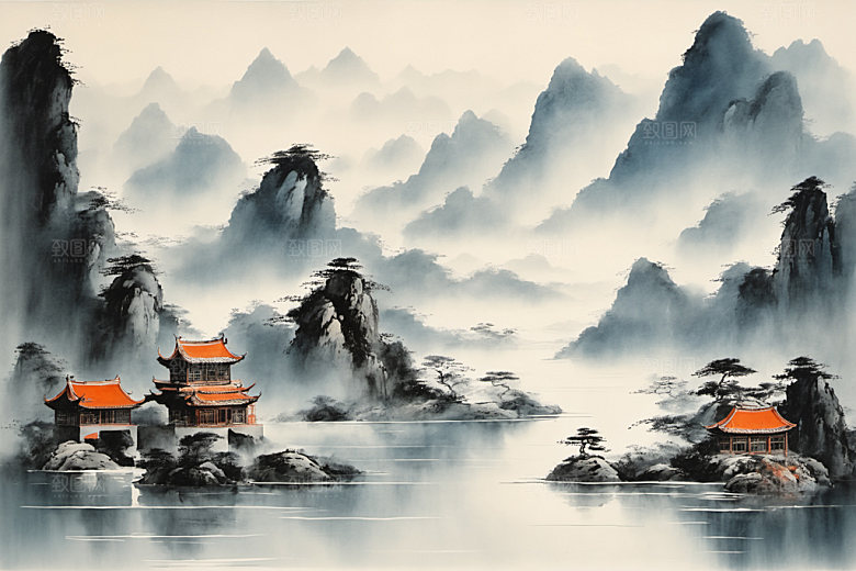 水墨国画山水装饰画