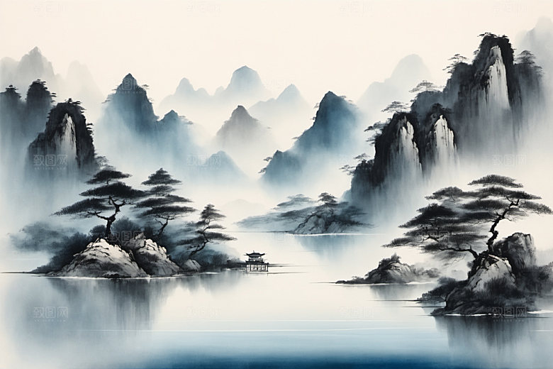 水墨山水高清装饰画